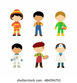 Kids vector illustration cartoon character of different profession: suitble for icon or education use.