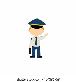 Kids vector illustration cartoon character of different profession: pilot. suitable for icon or education use.