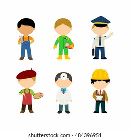 Kids vector illustration cartoon character of different profession: suitble for icon or education use.