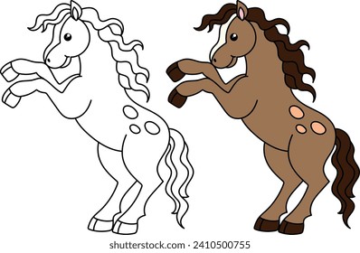 kids vector illustration coloring page horse pony