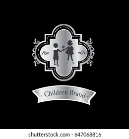 Kids vector logo. Boy and Girl illustration