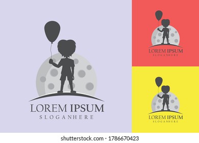 kids vector logos and balloons