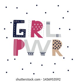 Kids vector print text GRL PWR. Hand drawn original  lettering. 