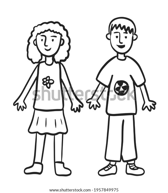 Kids Vector Set Illustration Boy Girl Stock-vektor (royaltyfri ...