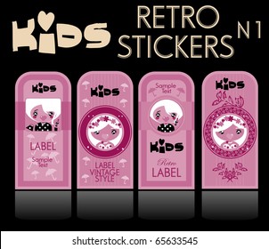 Kids vector set: vintage labels