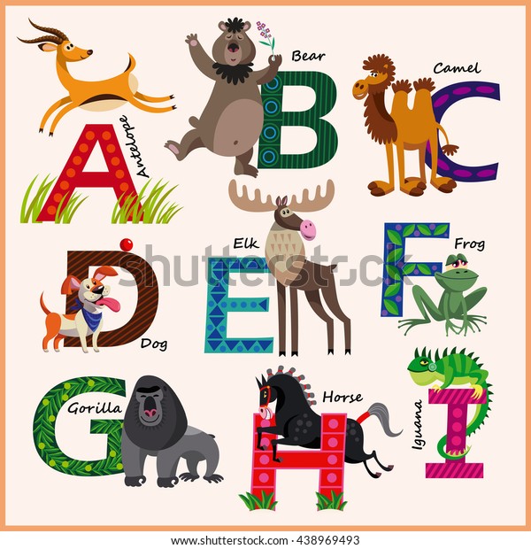 Kids Vector Zoo Alphabet Animals Cartoon Stock Vector (Royalty Free ...