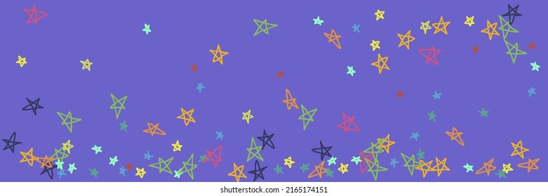 Kids Violet Mint Pinky Vivid Naive Green Handdrawn Stars. Bright Chaotic Pastel Orange Neon Turquoise Pink Lavender Wallpaper. Purple Stars Vibrant Yellow Childish Naive Kids Illustration.