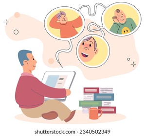 Kids virtual online video chat, boys communicating via conference with phones, teenagers talking making video call to friend, childrens remote communication on self-isolation, addiction to gadgets