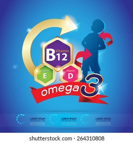 Kids Vitamin and Omega 3 Vector