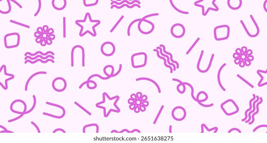 Papel de parede infantil. Fundo de elemento de giro de rabisco. Ilustração vetorial de Memphis. Perfeito impressão de parede do quarto feminino. EPS 10