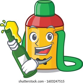 Kids water bottle Scroll with bottle of beer mascot cartoon style