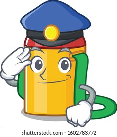 Kids water bottle Scroll Cartoon mascot style as a Police officer
