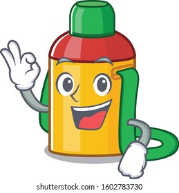 Kids water bottle Scroll mascot design making an Okay gesture