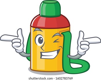 Kids water bottle Scroll mascot cartoon design with Wink eye