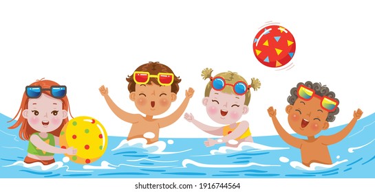 Hello Summer Child Jumping Children Jump Stock Vector (Royalty Free ...