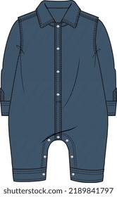 KIDS WEAR DENIM ALL IN ONE ROMPER SUIT VECTOR