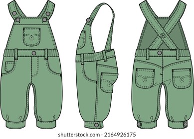KIDS WEAR DUNGAREE BODYSUIT AND PLAYSUIT VECTOR SKETCH