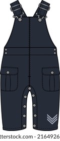 KIDS WEAR DUNGAREE BODYSUIT AND PLAYSUIT VECTOR SKETCH