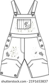 KIDS WEAR DUNGAREE BODYSUIT AND PLAYSUIT FLAT DESIGN VECTOR SKETCH