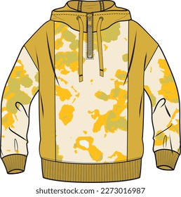 KIDS WEAR HOODIE WITH HOOD AND PAINT SPLATTER PATTERN VECTOR