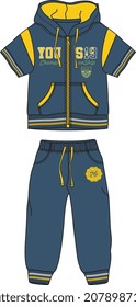 KIDS  WEAR HOODIE AND JOGGER SET TRACK SUIT VECTOR