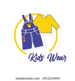 Kids wear icon in Blue and yellow colours. 