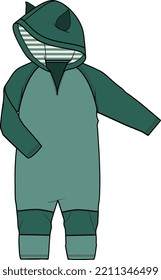 KIDS WEAR JUMPSUIT AND BOILER SUIT WITH HOOD VECTOR