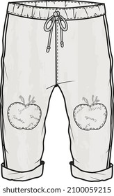 KIDS WEAR KNEE PATCH JOGGERS AND TROUSERS VECTOR SKETCH