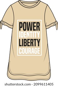 KIDS WEAR OVERSIZE SLOGAN PRINT DRESS T SHIRT VECTOR SKETCH
