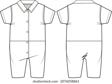 KIDS WEAR ROMPER SUIT VECTOR SKETCH