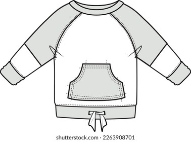 KIDS WEAR SWEATER PLUS SHIRT SWEATSHIRT WITH KANGAROO POCKET FASHION FLAT DESIGN VECTOR