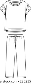 KIDS WEAR TEE AND JOGGER  PAJAMA SET FASHION FLAT DESIGN VECTOR