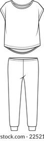 KIDS WEAR TEE AND JOGGER  PAJAMA SET FASHION FLAT DESIGN VECTOR