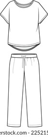 KIDS WEAR TEE AND JOGGER  PAJAMA SET FASHION FLAT DESIGN VECTOR