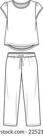 KIDS WEAR TEE AND JOGGER  PAJAMA SET FASHION FLAT DESIGN VECTOR