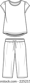 KIDS WEAR TEE AND JOGGER  PAJAMA SET FASHION FLAT DESIGN VECTOR