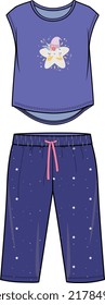 KIDS WEAR TEE AND PAJAMA SET NIGHT WEAR VECTOR