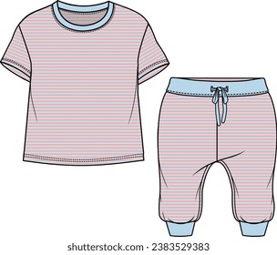 KIDS WEAR TEE AND PAJAMA SET VECTOR ILLUSTRATION