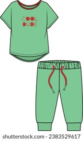 KIDS WEAR TEE AND PAJAMA SET VECTOR ILLUSTRATION