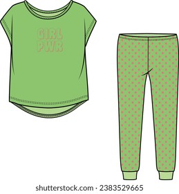 KIDS WEAR TEE AND PAJAMA SET VECTOR ILLUSTRATION