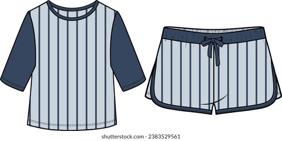 KIDS WEAR TEE AND SHORT PAJAMA SET VECTOR ILLUSTRATION