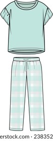 KIDS WEAR TOP AND PAJAMA SET VECTOR ILLUSTRATION