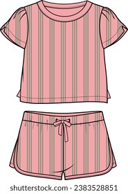 KIDS WEAR TOP AND SHORT PAJAMA SET VECTOR ILLUSTRATION