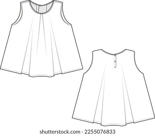 KIDS WEAR TOPS FRONT AND BACK FASHION FLAT DESIGN VECTOR