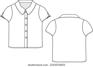 KIDS WEAR TOPS FRONT AND BACK FASHION FLAT DESIGN VECTOR