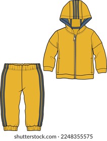 KIDS WEAR TRACK SUIT HOODIE AND JOGGER SET VECTOR