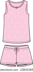 KIDS WEAR VEST AND SHORT PAJAMA SET VECTOR ILLUSTRATION