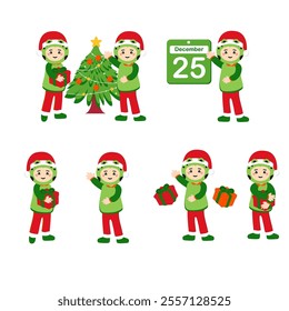 Kids Wearing Animal Outfit when Christmas Illustration