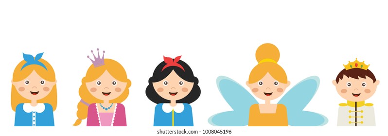 kids wearing different costumes. professions, animals and princesses . vector illustration