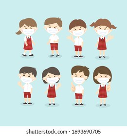 Kids wearing Face Mask Vector